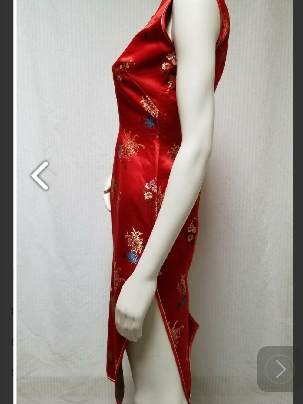 Vintage 60's Solz Squirrel XS/S Floral Asymmetrical Cheongsam Qipao sheath Dress - Picture 6 of 12